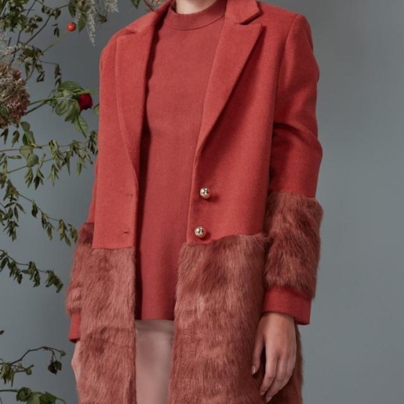 KEEPSAKE the Label Jackets & Blazers - ☀️Terracotta Faux Fur-trimmed Tailored Coat